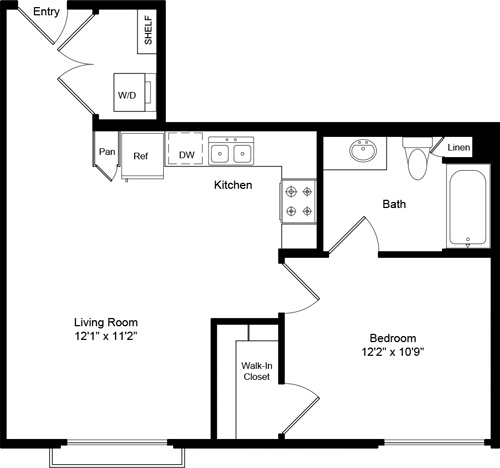 1 bed, 1 bath, 638 sqft, $2,637, Unit 2161