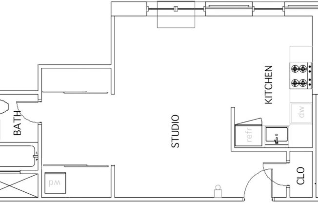 Studio, 1 bath, 510 sqft, $853, Unit Apt D-10