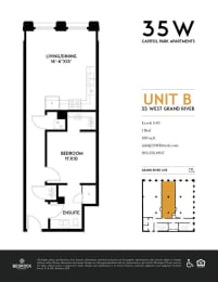 1 bed, 1 bath, 639 sqft, $1,600