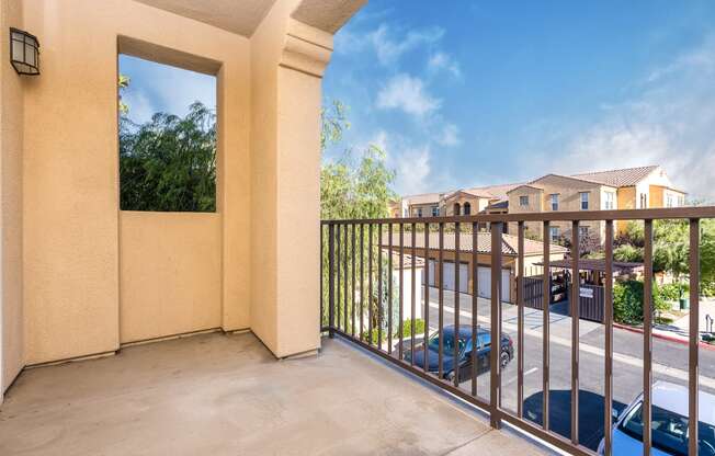 Balcony view over looking parking lot