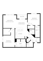 2 beds, 2.5 baths, 1,322 sqft, $2,240
