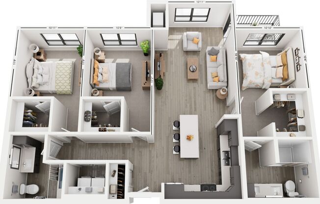 3 beds, 2 baths, 1,331 sqft, $2,895, Unit 257