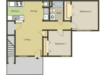 2 beds, 1 bath, 871 sqft, $1,040