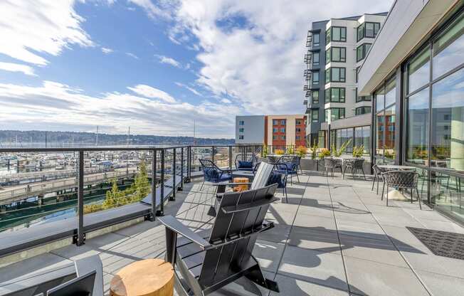 City and Waterfront views from the rooftop terrace  at Marina Square, Washington