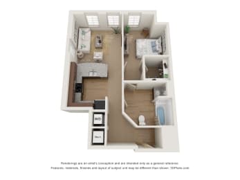 1 bed, 1 bath, 676 sqft, $1,273