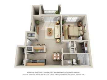 1 bed, 1 bath, 701 sqft, $1,034