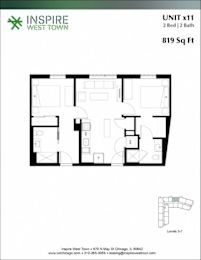 2 beds, 2 baths, 819 sqft, $3,400