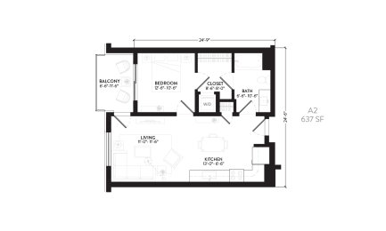 1 bed, 1 bath, 676 sqft, $1,540