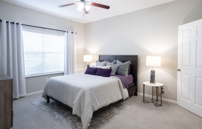 Spacious Bedroom with Ceiling Fan  located at Retreat at Steeplechase in Houston, TX 77065