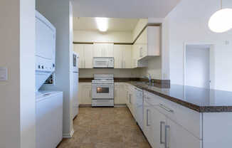 Kitchen with In-home Washer and Dryer