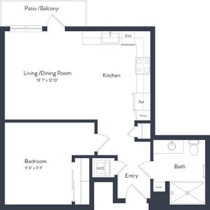 1 bed, 1 bath, 658 sqft, $1,955