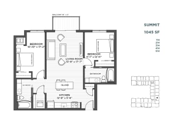 2 beds, 2 baths, 1,048 sqft, $2,539