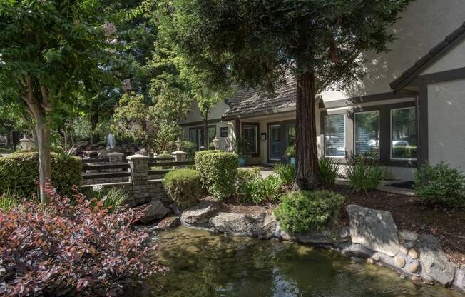 Stanford Heights clubhouse entry fountain