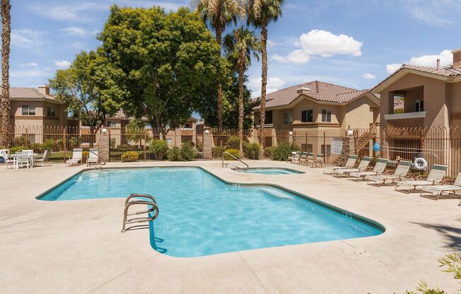 First floor unit in gated Silverado Ranch community with pool, spa and exercise room.