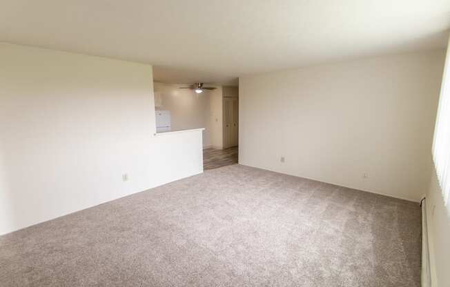 This is a photo of the living room in the 545 square foot 1 bedroom, 1 bath apartment at Lisa Ridge Apartments in the Westwood neighborhood of Cincinnati, Ohio.
