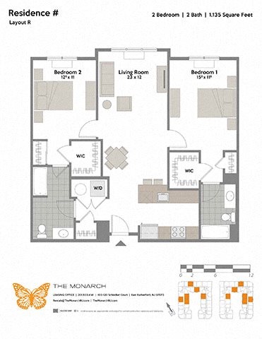 2 beds, 2 baths, 1,135 sqft, $3,070