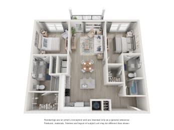 2 beds, 2 baths, 1,117 sqft, $1,799
