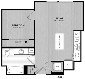 1 bed, 1 bath, 523 sqft, $2,298