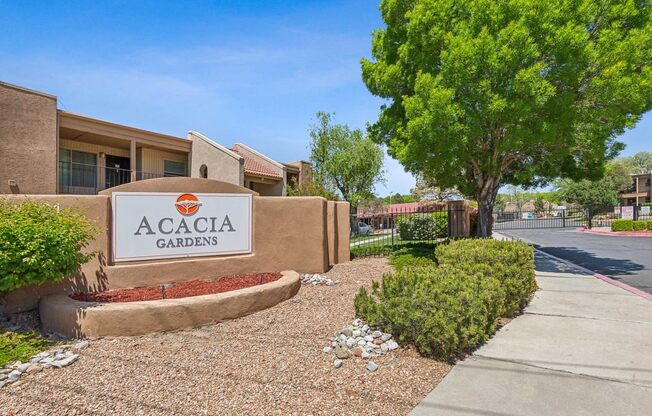 the gardens sign in front of a building at Acacia Gardens, Albuquerque, NM, 87111