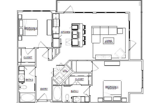 2 beds, 2 baths, 1,163 sqft, $2,575