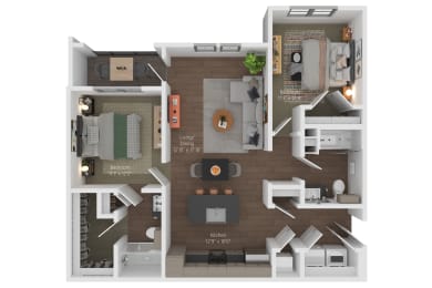 2 beds, 2 baths, 1,067 sqft, $1,735