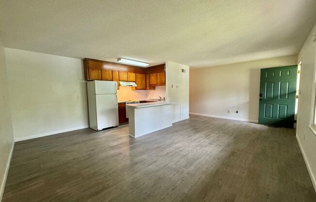 Freshly Painted 1 bed 1 bath with new floors located in a pretty wooded setting