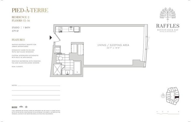 Studio, 1 bath, 579 sqft, $7,000, Unit 1502