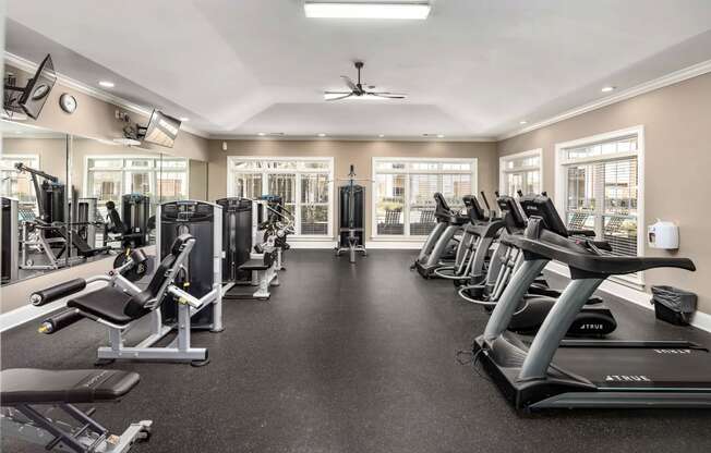 Well Equipped Fitness Center at Abberly Woods Apartment Homes, NC 28216