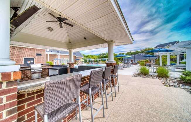 our apartments offer a clubhouse with a pool at Meridian Obici, Virginia