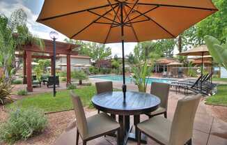 Outdoor Patio at Casa Alberta Apartments, California