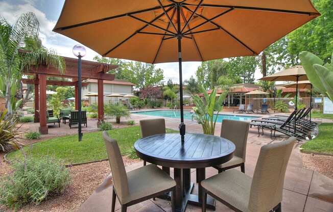 Outdoor Patio at Casa Alberta Apartments, California