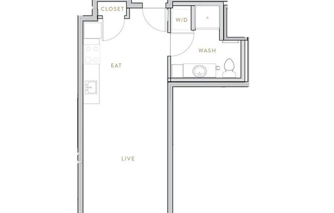 Studio, 1 bath, 426 sqft, $1,508, Unit 706