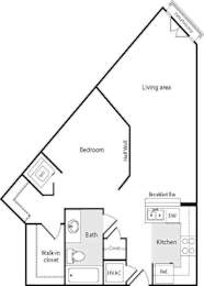 Studio, 1 bath, 662 sqft, $1,312