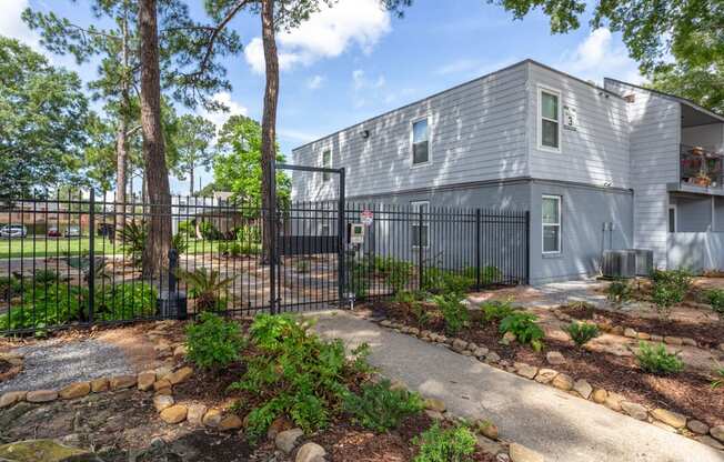 apartment complex with walkways