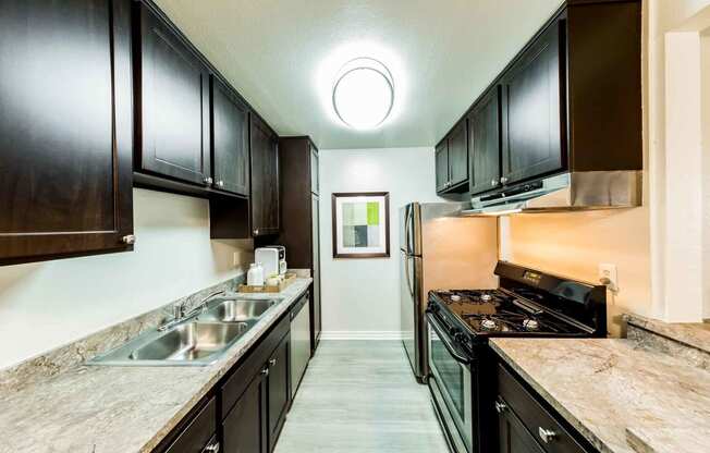 kitchen with new cabinetry and counter tops with new appliances