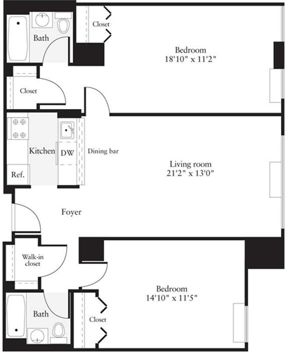 2 beds, 2 baths, 1,023 sqft, $4,506, Unit 0802