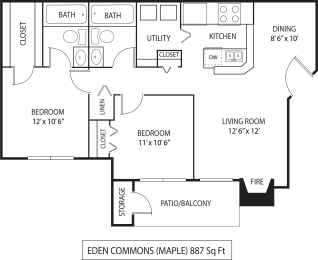 2 beds, 2 baths, 887 sqft, $1,785