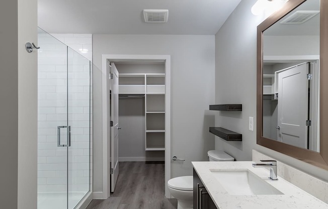Frameless walk-in showers with designer tile