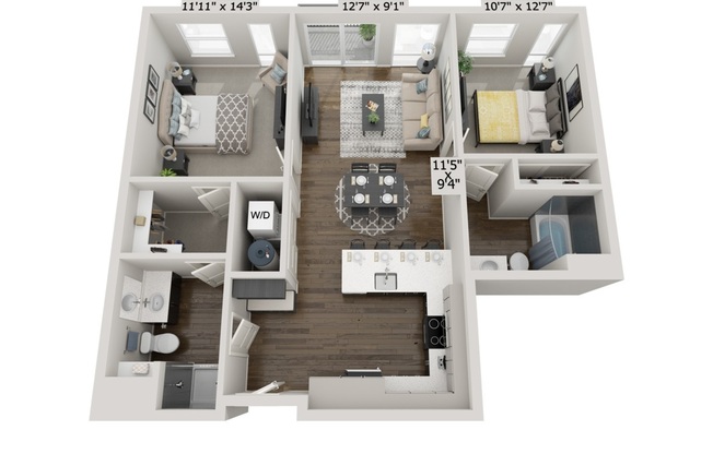 2 beds, 2 baths, 1,036 sqft, $1,881