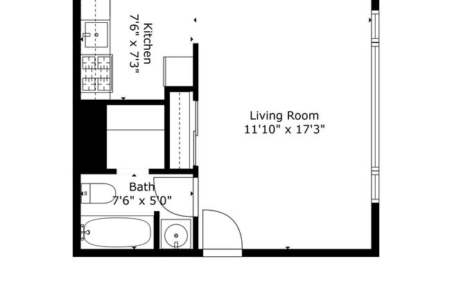 Studio, 1 bath, 322 sqft, $1,595, Unit 101