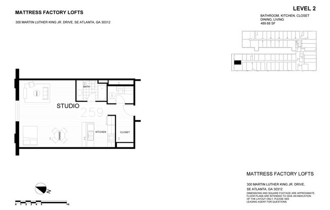 Studio, 1 bath, 490 sqft, $1,625, Unit 259