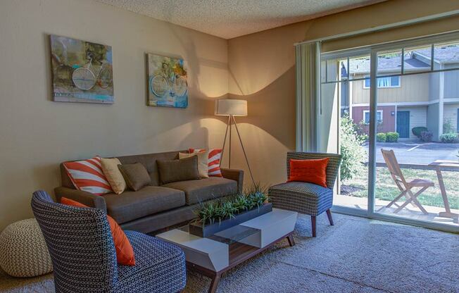 Living Room with Natural Light at Commons at Timber Creek, Oregon, 97229