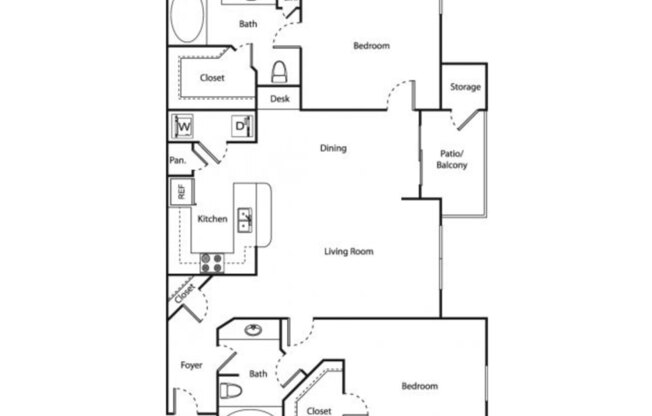 2 beds, 2 baths, 1,129 sqft, $1,471