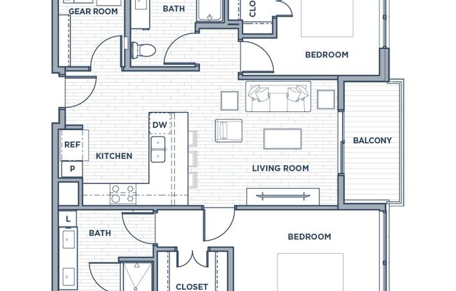 2 beds, 2 baths, 1,073 sqft, $1,995, Unit 1223