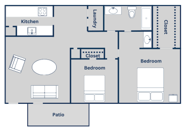 2 beds, 1 bath, 782 sqft, $930