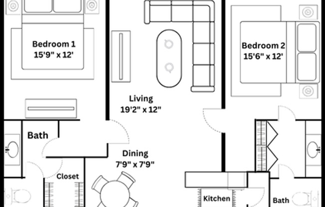 2 beds, 2 baths, 1,008 sqft, $1,250, Unit 2030B