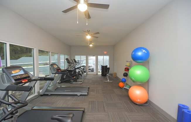 Apartments Near Top Golf - MarQ Vestavia - Fitness Center with Cardio Equipment, Large Windows, Ceiling Fans, and More