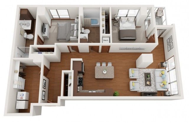 2 beds, 2 baths, 1,131 sqft, $2,895