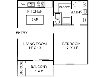 1 bed, 1 bath, 550 sqft, $1,446