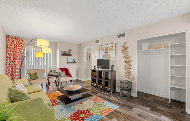 One bedroom living room at Villa Toscana Apartments in Phoenix Arizona